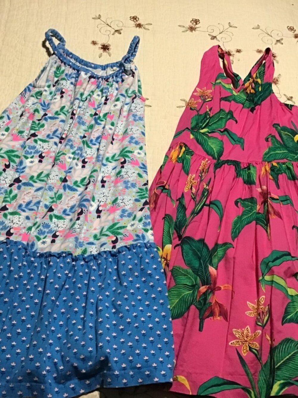 Lot of 2 Girl's Size 11-12/12 Tropical Theme Sundresses (Boden/Gap)